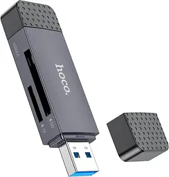 Картридер Hoco HB45 Spirit 2in1 Сard Reader USB-A/Type-C 3.0 metal gray - мініатюра 4