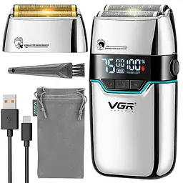 Электробритва шейвер VGR V-350 с LED-дисплеем (2 насадки, аккумулятор 1200 mAh)