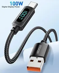 Кабель ESSAGER Enjoy LED Digital Display USB Charging Cable 7 A USB A to Type C 1 м Black (EXCT-XA01-P) - мініатюра 2