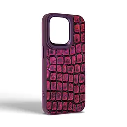 Кожаный чехол для Apple iPhone 15 Pro, Harder Kaiju Skin, фиолетовый, термополиуретан ТПУ + экокожа с эффектом текстуры монстра, панель, защита корпуса, противоударный, микрофибра, рамка вокруг камеры, защита всего корпуса, (ARM76842) - мініатюра 2