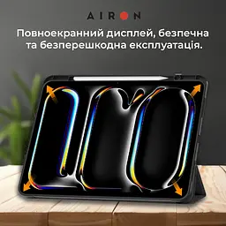 Чехол AIRON Premium SOFT для iPad Pro 13 2024 с защитной пленкой и салфеткой Black - мініатюра 7