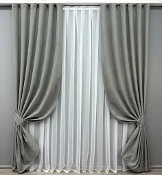 Комплект штор VR-Textil льон блекаут 2 шт 150x270 см сірий (1821ш) - мініатюра 2