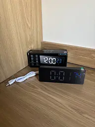 Електронний настільний LED годинник будильник Jsdoin GH 0715L з температурою, голосовим керуванням та автояскравістю чорний (SKU-043) - мініатюра 10