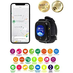 Дитячий водонепроникний смарт-годинник AmiGo GO005 4G WIFI Thermometer Black [59321] - мініатюра 6