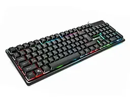Клавіатура Real-El Comfort 7011 Backlit, чорний, USB, мембранна, підсвічування клавіш з регулюванням рівня яскравості, 105 кнопок