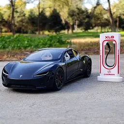 Колекційна металева модель автомобіля АвтоЕксперт Tesla Roadster із зарядною станцією, інерцією, світлом та звуком 1:24 - мініатюра 4