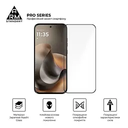 Захисне скло на Motorola G77 5G з олеофобним покриттям, Pro, повне проклеювання, антистатичний і пиловідштовхуючий шар, 9H, самоклеючеся, 2.5D, на весь екран, антистатичний клей, ArmorStandart (ARM91001) - мініатюра 2