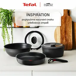 Tefal Набір посуду Tefal Ingenio Inspiration, 6предметів, алюміній, скло, бакеліт, чорний - мініатюра 3