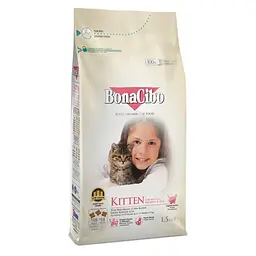 Сухий корм для кошенят BonaCibo Kitten Chicken & Rice with Anchovy з куркою, анчоусами та рисом 1,5 кг BC406083