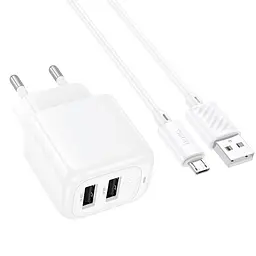 МЗП Hoco CS51A Surplus (2USB-A) + кабель USB to MicroUSB White - мініатюра 3