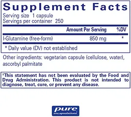 Амінокислота L-глютамін Pure Encapsulations l-Glutamine 850 мг 250 капс - мініатюра 2