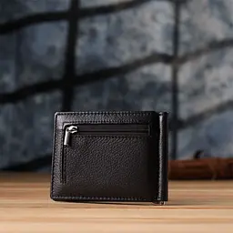 Чоловічий гаманець із металевим затискачем з натуральної шкіри ST Leather 23092 чорний - мініатюра 9