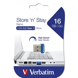 USB флеш накопичувач Verbatim 16GB Store 'n' Stay NANO Blue USB 3.0 (98709) - мініатюра 5