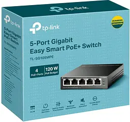 Комутатор TL-SG105MPE 5xGE (4xPoE), 120Вт, WebSmart TP-Link teh0018181 - мініатюра 6