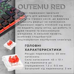 Клавіатура GamePro Red Swich Low Profile USB Dark Gray дротова (MK140R) - мініатюра 7