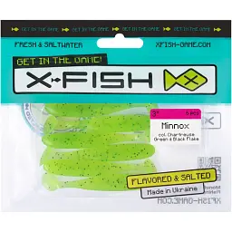 Силікон X-Fish Minnox 3" Chartreuse Green & Black Flake (6шт/уп) - мініатюра 2
