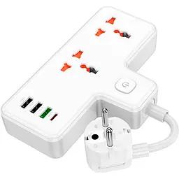 Мережевий подовжувач Hoco AC12 Reise 2-Position Expansion Socket (PD30W/1C3A) White - мініатюра 2