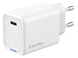 Мережевий зарядний пристрій ColorWay GaN Mini 45 W White (CW-CHS057PD-WT)