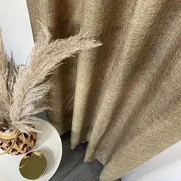 Легкі лляні штори кавового кольору 2шт. 150х270 з білим шифоновим тюлем 400х270, на тасьмі ALBO pbe0052630 - мініатюра 7