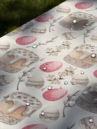 Водовідштовхувальна Скатертина Великодня пасочка (рожева) 180х120 см - мініатюра 10