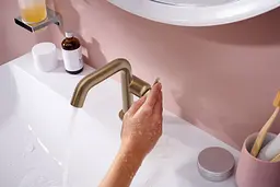 Змішувач для умивальника Hansgrohe Tecturis S CoolStart EcoSmart+ з донним клапаномushed bronze 73323140 - мініатюра 2
