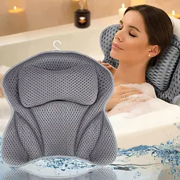 М'яка ергономічна SPA-подушка у ванну 44×42 см з присосками та гачком, темно-сіра KT9001304 - мініатюра 4