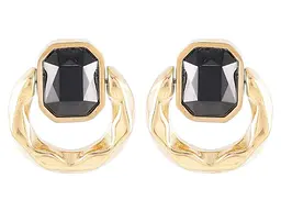 Сережки Xuping TTM Stainless Steel 14K пусети "Колечка з чорними кристалами" (254000)