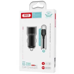 Автомобільний зарядний пристрій XO TZ09 (2USB, 2.4A) Чорний (6920680873487) + кабель microUSB - мініатюра 2