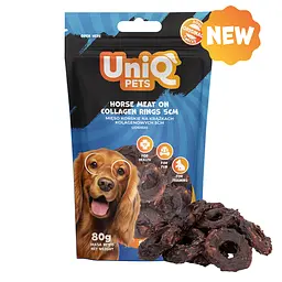 Ласощі для собак UniQ PETS М'ясо конини на колагенових кільцях 5 см, 80 г