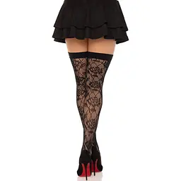 Панчохи Leg Avenue Wild rose net thigh highs One Size - мініатюра 2