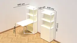 Стіл книжка з етажеркою Практик 2 Ferrum-decor 1555x640x990 Білий метал ДСП Біле 16 мм (FRD-104632) - мініатюра 2
