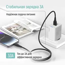 Дата кабель USB 2.0 AM to Lightning 1.0m 3A textured PVC black ColorWay (CW-CBUL094-BK) - мініатюра 6