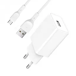 Зарядний пристрій SkyDolphin SC36V (1USB, 2.4A) White + кабель microUSB (SDMZP-000118)