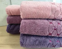 Набір махрових турецьких рушників Zeron 50х90 3 штуки + 70х140 3 штуки Microcotton Puanli Desen - мініатюра 3