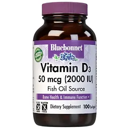 Вітамін D3 Bluebonnet Nutrition 2000IU 50 мкг 100 желатинових капсул - мініатюра 3