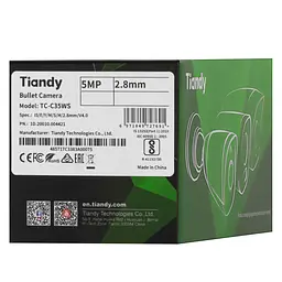 IP-камера TC-C35WS Spec:I5/E/Y/M/H/2.8mm/V4.1, 5MP, Starlight Bullet, 2.8mm, f/1.6, IR50m, Po Tiandy teh0016018 - мініатюра 6