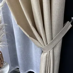 Льняні штори золотистого кольору 2шт. 200х260 з білим льняним тюлем 400х260, на люверсах ALBO pbe0052714 - мініатюра 8