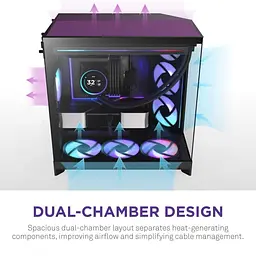 Корпус NZXT H9 Flow RGB+ Tempered Glass без БЖ Black (CM-H92FB-P1) - мініатюра 3