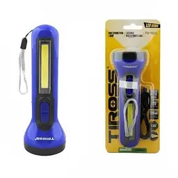 Ліхтар акумуляторний ручний 5 LED та COB бічна панель зарядка USB світить до 6 годин 1200mAh ліхтарик Tiross TS-1855 синій - мініатюра 2