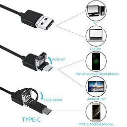 Ендоскоп водонепроникний Kerui 5м гнучка Usb камера - мініатюра 3