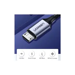 Дата кабель USB 2.0 AM to Micro 5P 1.5m 2A US290 black Ugreen (60147) - мініатюра 3