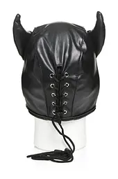 Маска Master Series Dungeon Demon Bondage Mask with Horns - Black - мініатюра 4