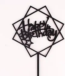 Топпер чорний "Happy Birthday" шестигранний