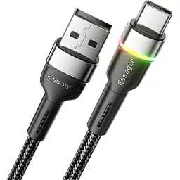 Дата кабель USB 2.0 AM to USB-C 2.0m 3A LED black Essager (EXCT-XCDA01) - мініатюра 2