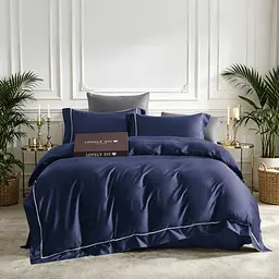 Комплект постільної білизни Lovely Svi сатин люкс 300ТС (135г/м2) Євро Navy Blue (260326) - мініатюра 2