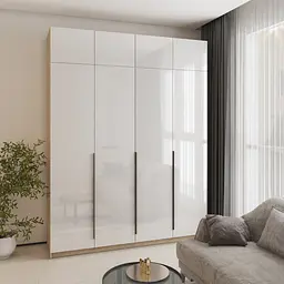 Шафа 4-дверна з антресоллю MebelStar Оскар Gloss BL-B, комплект полиць 200x52x260 см Дуб сонома/Білий (MBS-5562)