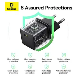 Мережевий зарядний пристрій Baseus Palm Fast Charger 1C 20W + Cable Type-C to Type-C чорний P10111602113-01 - мініатюра 2