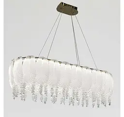 Овальна золота LED люстра Artlight 7097/80*35GD зі скляним листям та прозорим декором 110W - мініатюра 4