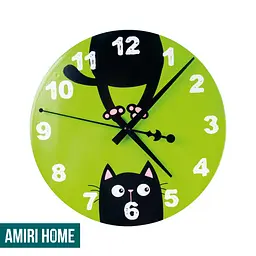 Настенные часы AMIRI HOME Черный кот 28 см. бесшумный без стекла VG1006