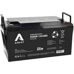 Акумулятор Azbist AGM 12V (12.8V/65Ah/780Wh) (ASAGM-12650M6) [153955]